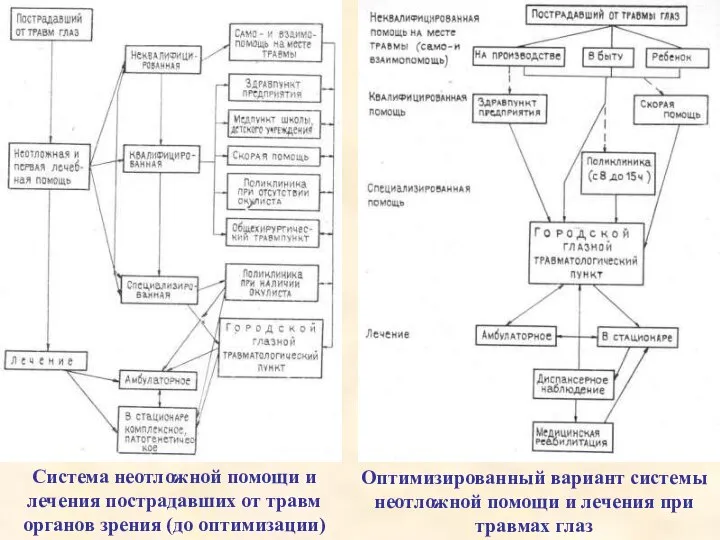 Система неотложной помощи и лечения пострадавших от травм органов зрения (до