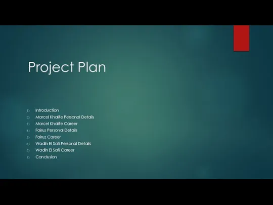 Project Plan Introduction Marcel Khalife Personal Details Marcel Khalife Career Fairuz