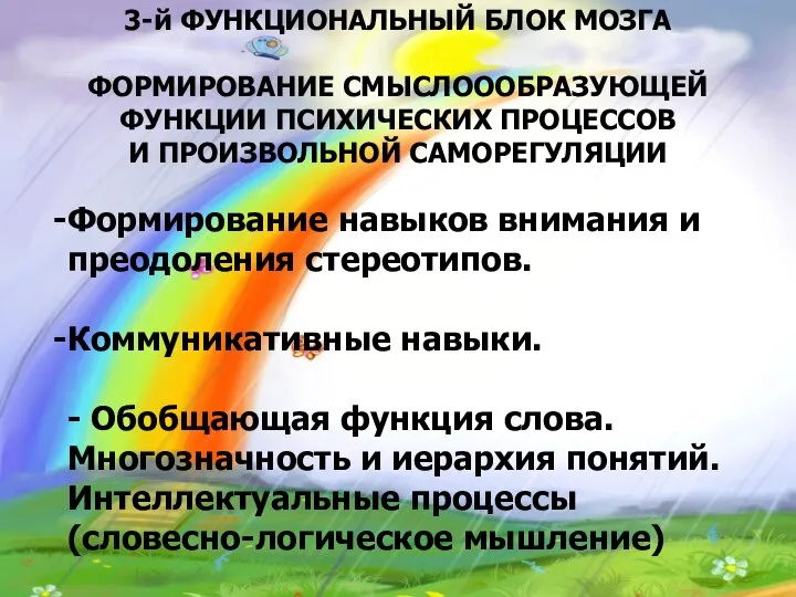 3-й ФУНКЦИОНАЛЬНЫЙ БЛОК МОЗГА ФОРМИРОВАНИЕ СМЫСЛОООБРАЗУЮЩЕЙ ФУНКЦИИ ПСИХИЧЕСКИХ ПРОЦЕССОВ И ПРОИЗВОЛЬНОЙ