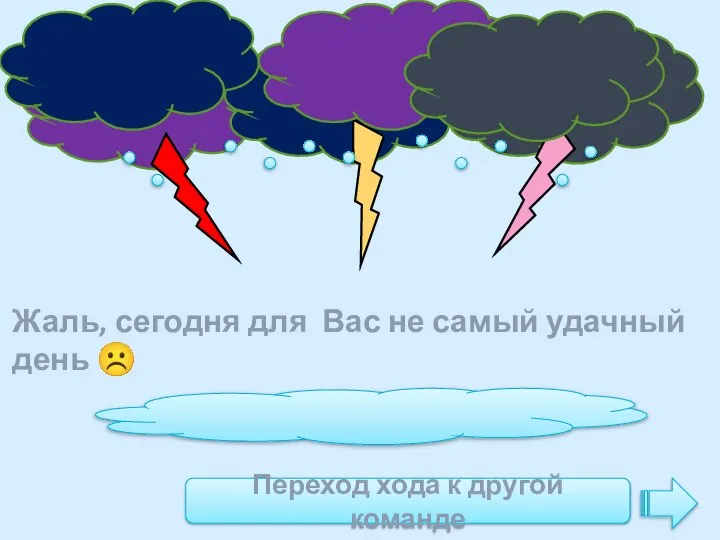 Жаль, сегодня для Вас не самый удачный день ☹ Переход хода к другой команде