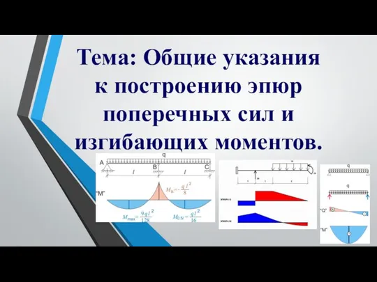 Тема: Общие указания к построению эпюр поперечных сил и изгибающих моментов.