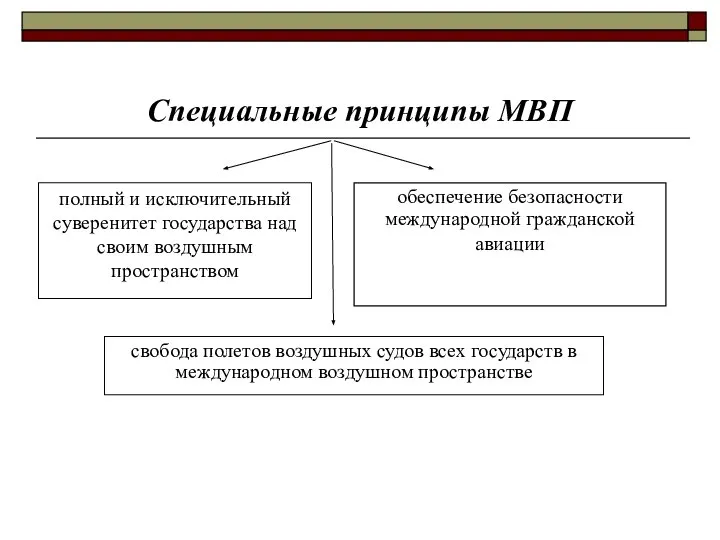 Специальные принципы МВП обеспечение безопасности международной гражданской авиации полный и исключительный