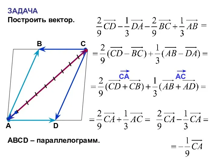 ЗАДАЧА Построить вектор. С А В = АВСD – параллелограмм. D