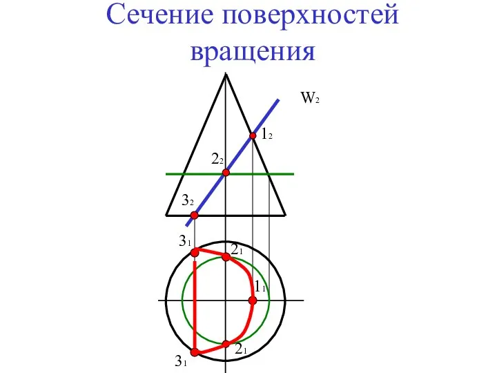 Сечение поверхностей вращения