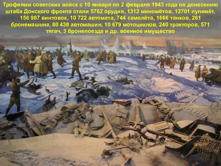 Трофеями советских войск с 10 января по 2 февраля 1943 года