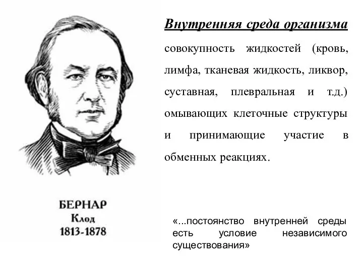 Внутренняя среда организма совокупность жидкостей (кровь, лимфа, тканевая жидкость, ликвор, суставная,