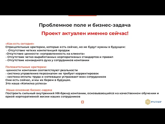 Проблемное поле и бизнес-задача Проект актуален именно сейчас! «Как есть сегодня»