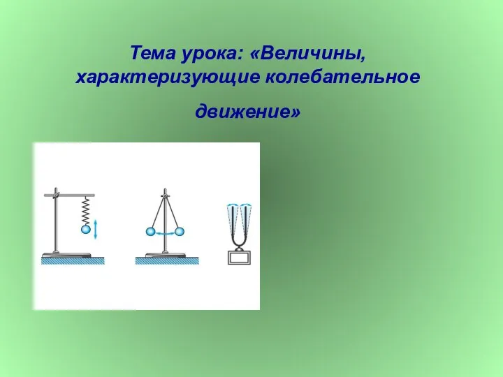 Тема урока: «Величины, характеризующие колебательное движение»