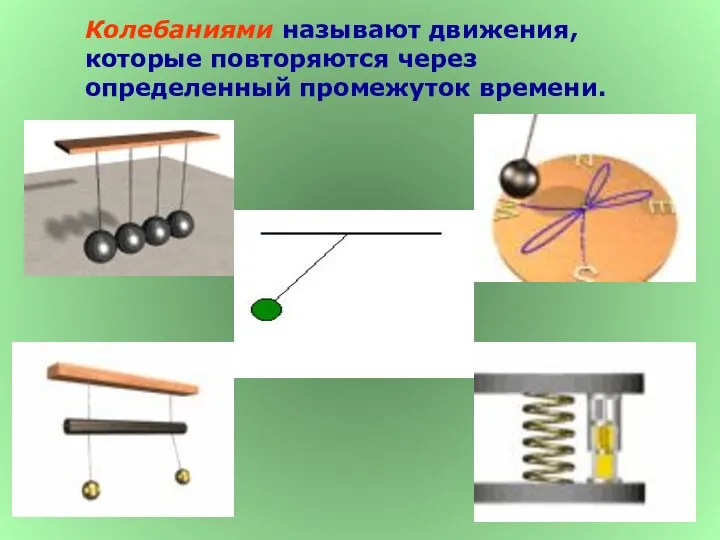 Колебаниями называют движения, которые повторяются через определенный промежуток времени.