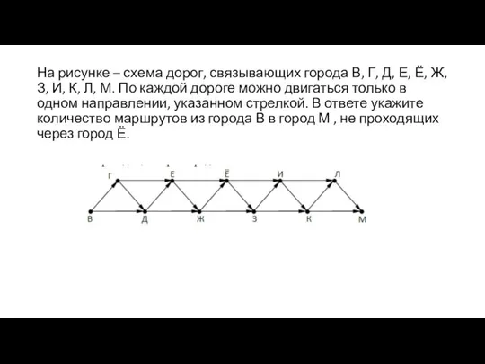 На рисунке – схема дорог, связывающих города В, Г, Д, Е,