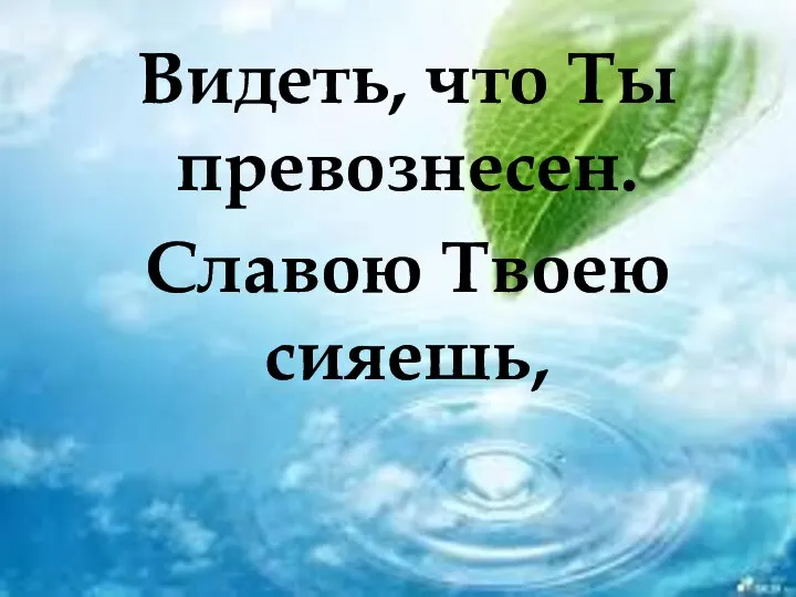 Видеть, что Ты превознесен. Славою Твоею сияешь,