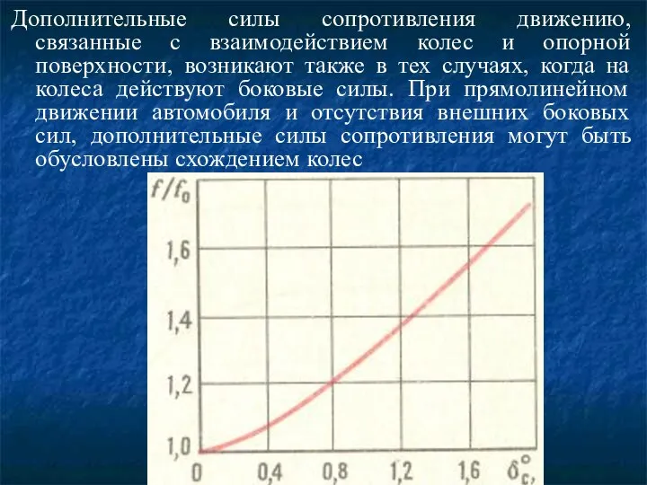 Дополнительные силы сопротивления движению, связанные с взаимодействием колес и опорной поверхности,