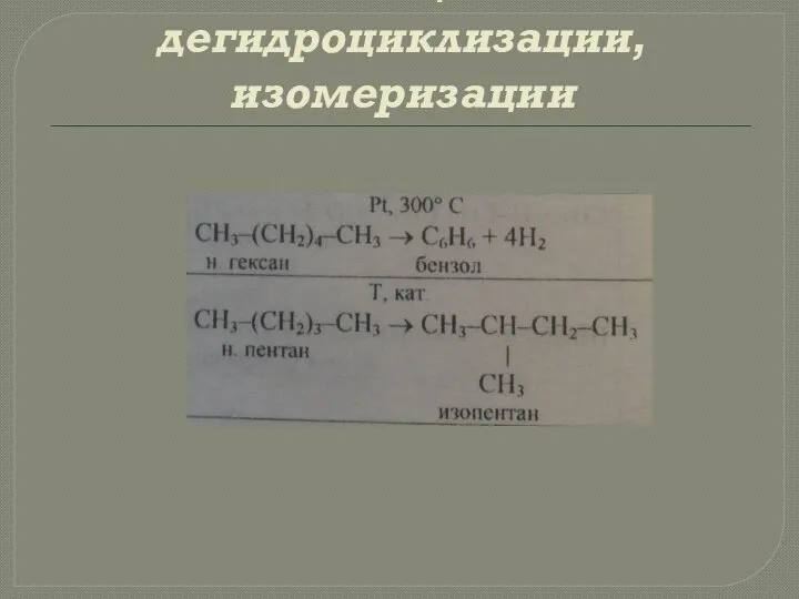 Реакции дегидроциклизации, изомеризации