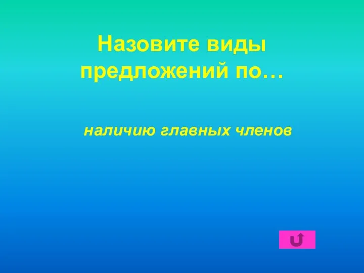 Назовите виды предложений по… наличию главных членов