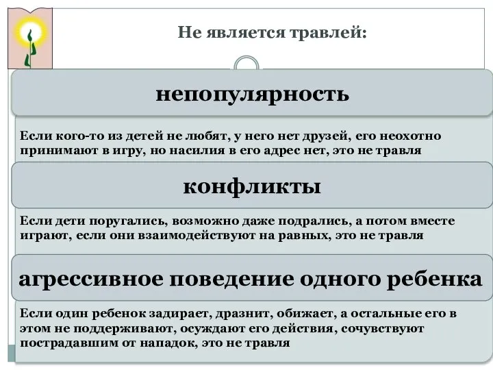 Не является травлей: Если кого-то из детей не любят, у него