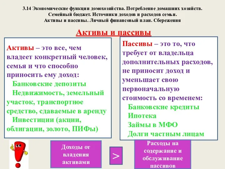 3.14 Экономические функции домохозяйства. Потребление домашних хозяйств. Семейный бюджет. Источники доходов