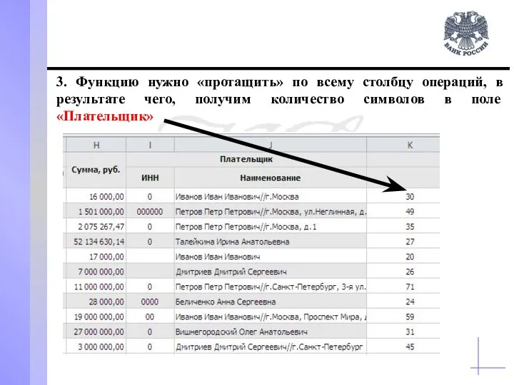 3. Функцию нужно «протащить» по всему столбцу операций, в результате чего,