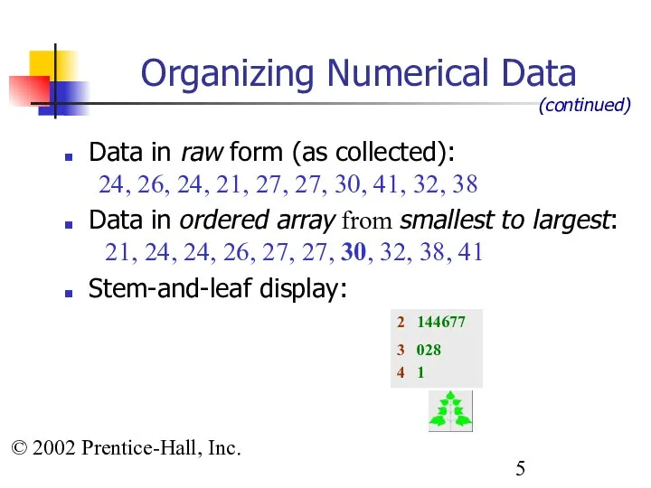 © 2002 Prentice-Hall, Inc. Data in raw form (as collected): 24,