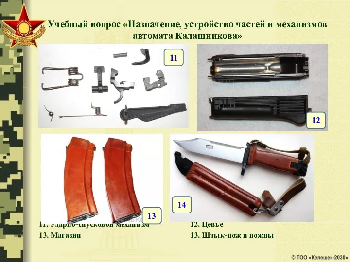 Учебный вопрос «Назначение, устройство частей и механизмов автомата Калашникова» 11. Ударно-спусковой