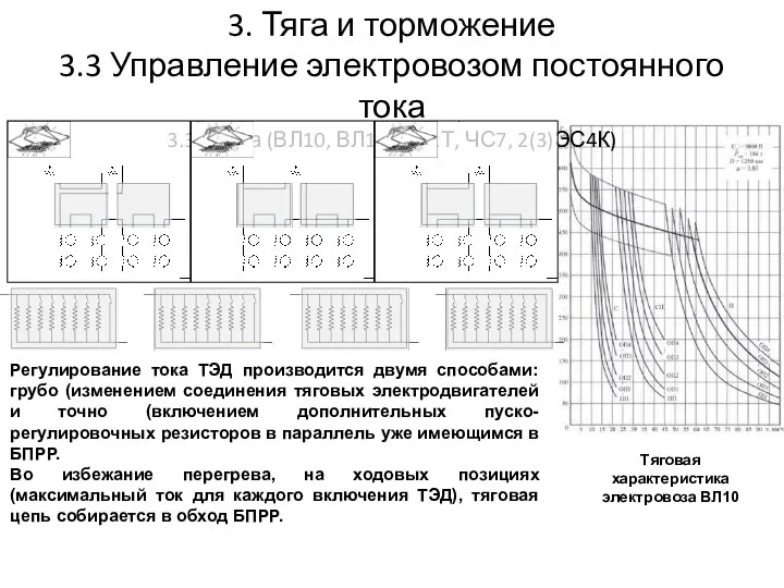 3. Тяга и торможение 3.3 Управление электровозом постоянного тока 3.3.1 Тяга