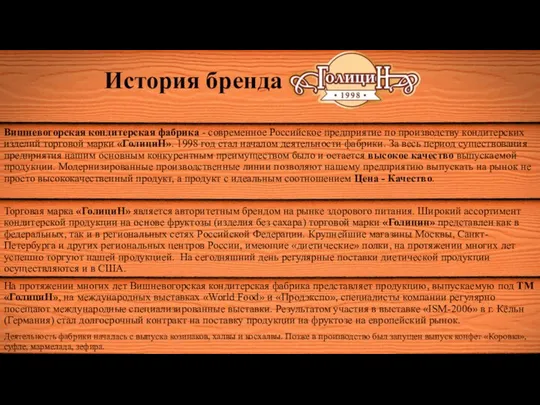 История бренда Вишневогорская кондитерская фабрика - современное Российское предприятие по производству