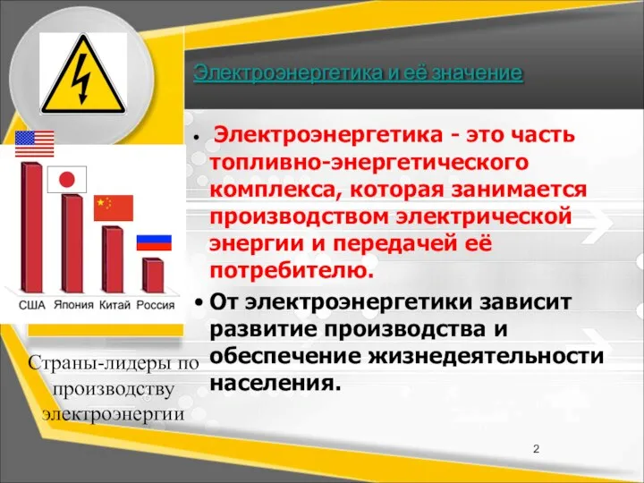 Электроэнергетика и её значение Электроэнергетика - это часть топливно-энергетического комплекса, которая