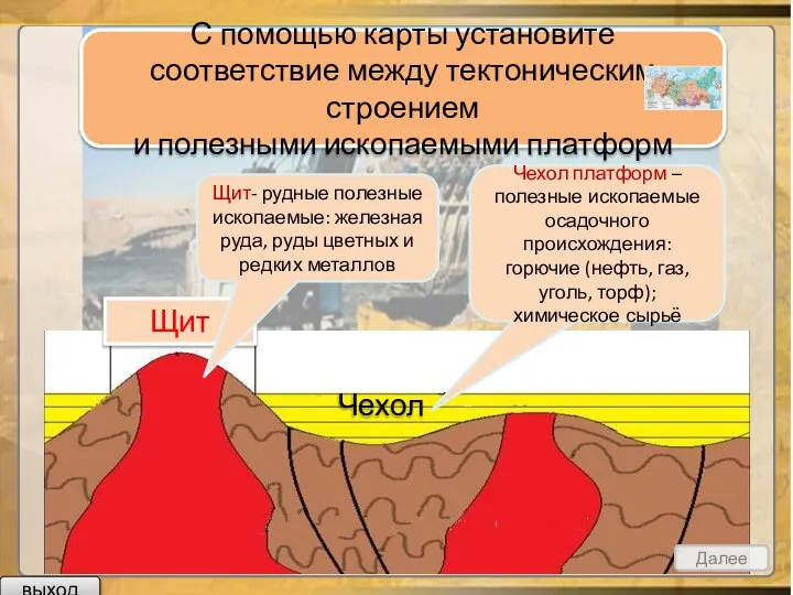 Чехол Щит Далее С помощью карты установите соответствие между тектоническим строением