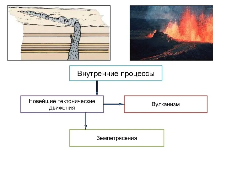 Внутренние процессы Новейшие тектонические движения Вулканизм Землетрясения