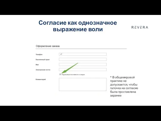 Согласие как однозначное выражение воли * В общемировой практике не допускается,