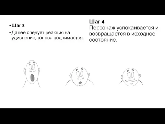 Шаг 4 Персонаж успокаивается и возвращается в исходное состояние. Шаг 3