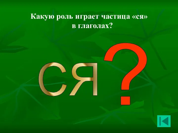 Какую роль играет частица «ся» в глаголах? СЯ ?