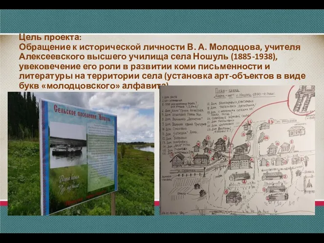 Цель проекта: Обращение к исторической личности В. А. Молодцова, учителя Алексеевского
