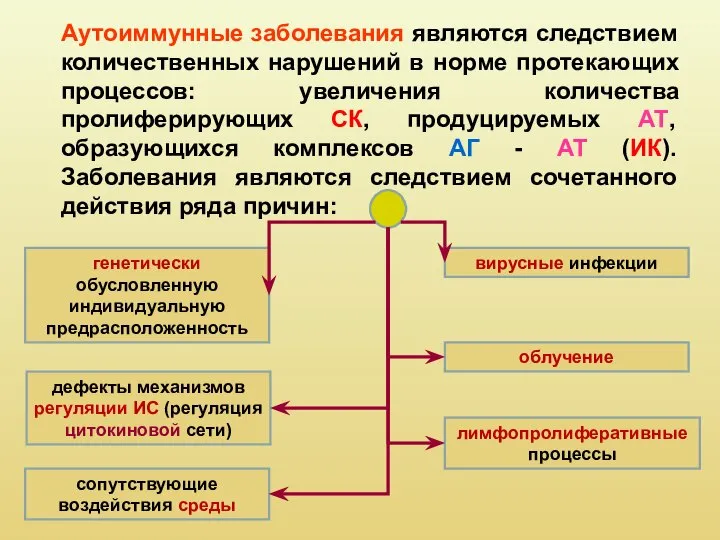 Аутоиммунные заболевания являются следствием количественных нарушений в норме протекающих процессов: увеличения