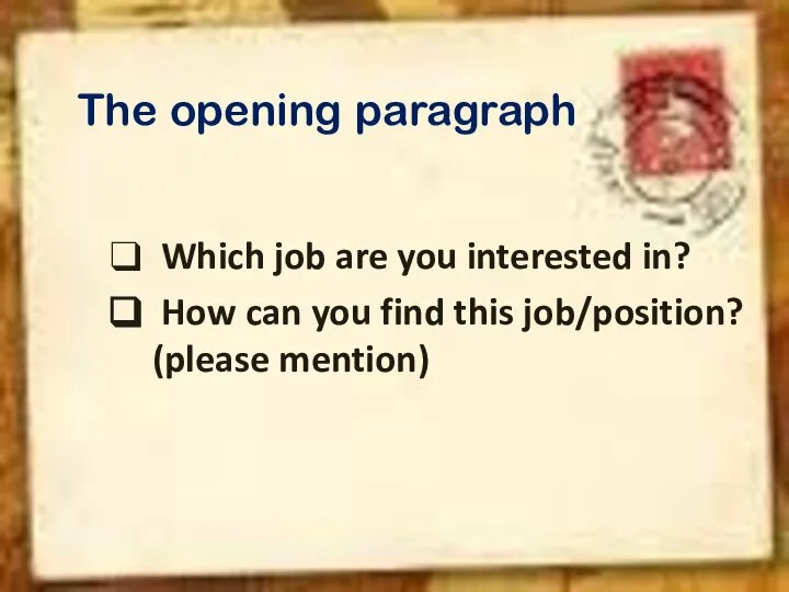 The opening paragraph Which job are you interested in? How can