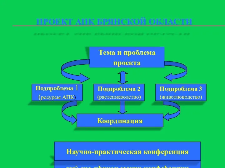 ПРОЕКТ АПК БРЯНСКОЙ ОБЛАСТИ Тема и проблема проекта Подпроблема 1 (ресурсы