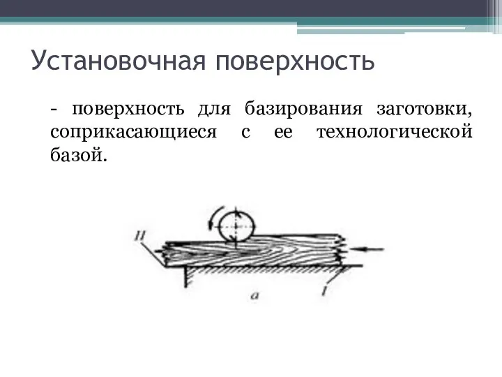 Установочная поверхность - поверхность для базирования заготовки, соприкасающиеся с ее технологической базой.