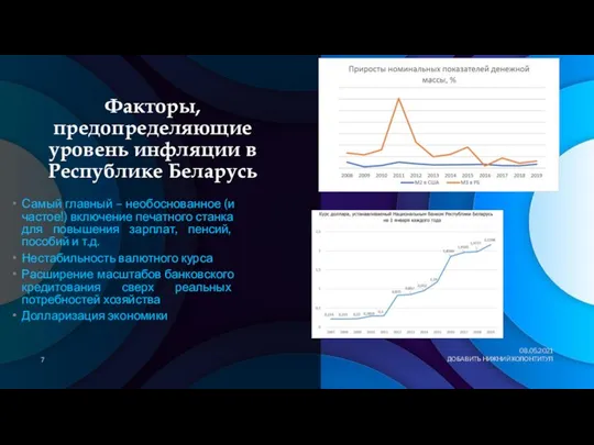 Факторы, предопределяющие уровень инфляции в Республике Беларусь Самый главный – необоснованное