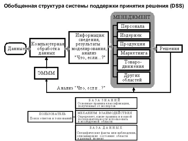 Обобщенная структура системы поддержки принятия решения (DSS)