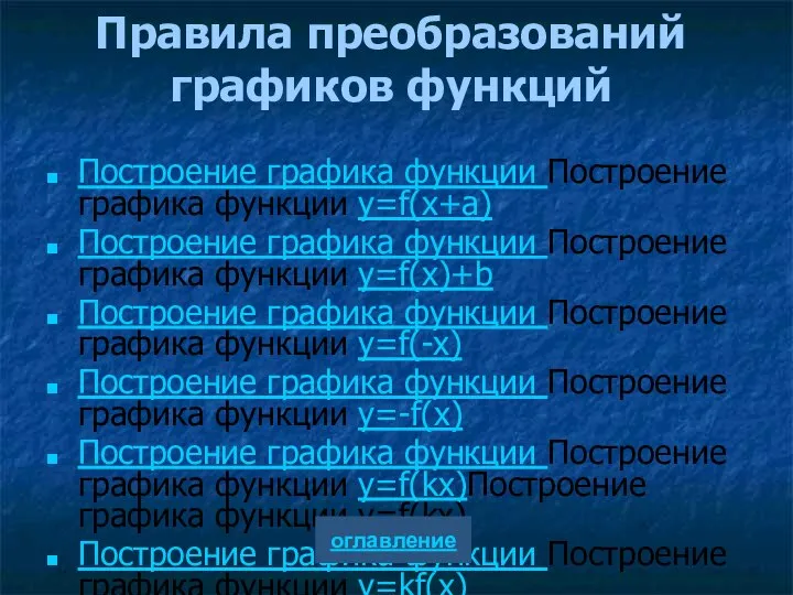 Построение графика функции Построение графика функции y=f(x+a) Построение графика функции Построение