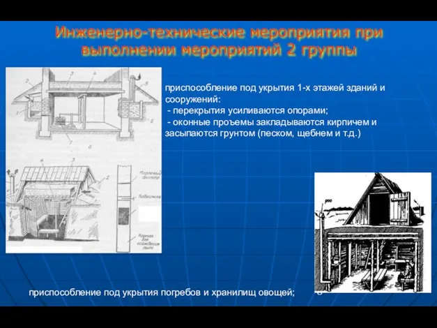 Инженерно-технические мероприятия при выполнении мероприятий 2 группы приспособление под укрытия 1-х