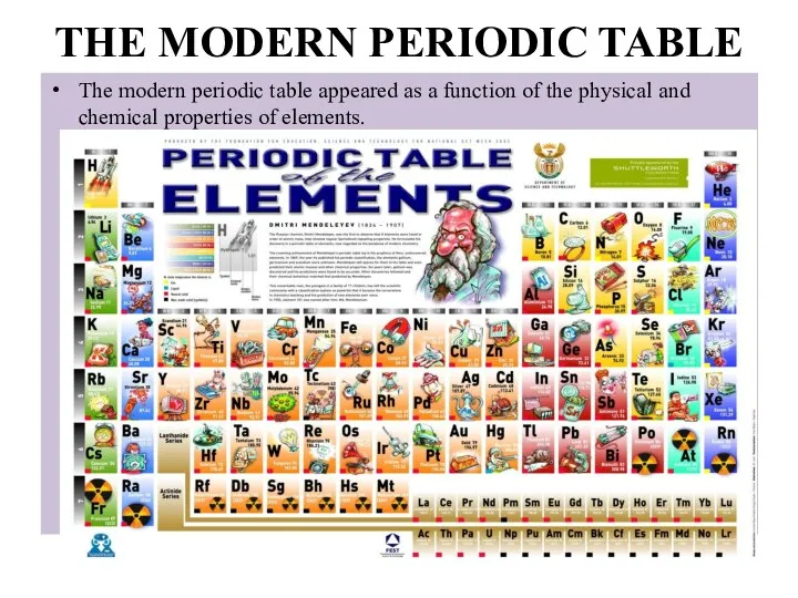 THE MODERN PERIODIC TABLE The modern periodic table appeared as a