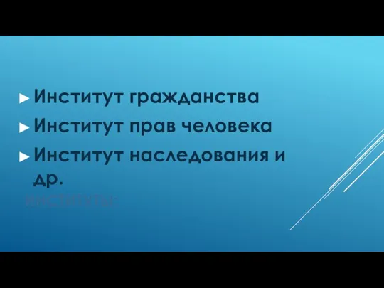 ИНСТИТУТЫ: Институт гражданства Институт прав человека Институт наследования и др.