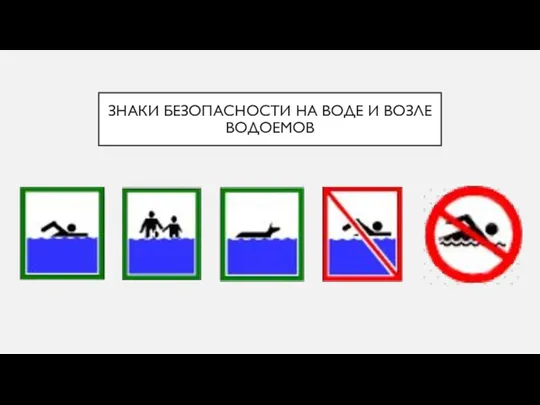 ЗНАКИ БЕЗОПАСНОСТИ НА ВОДЕ И ВОЗЛЕ ВОДОЕМОВ