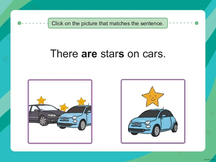 There are stars on cars. Click on the picture that matches the sentence.