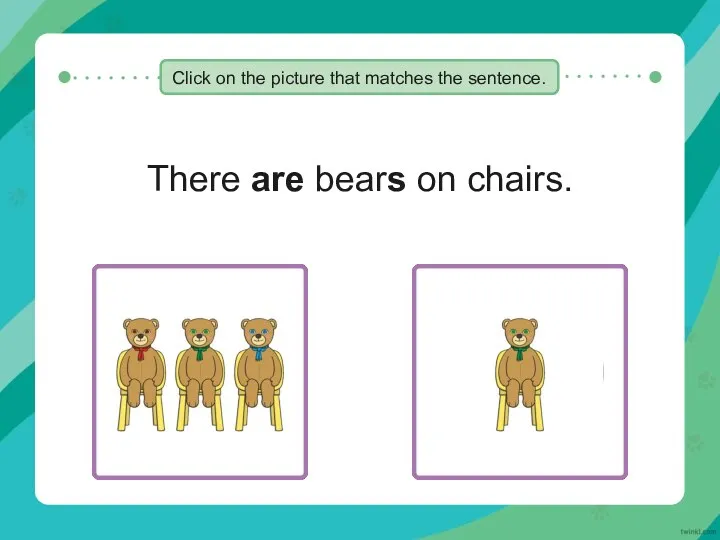 There are bears on chairs. Click on the picture that matches the sentence.