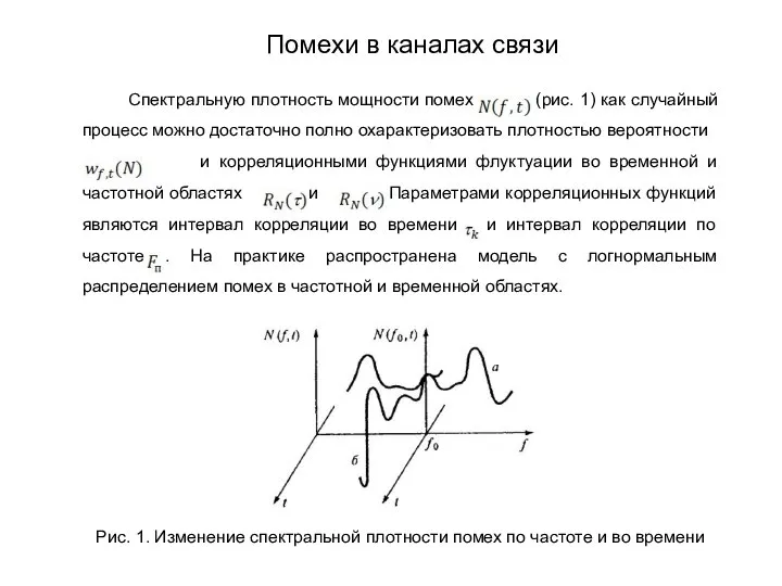 Спектральную плотность мощности помех (рис. 1) как случайный процесс можно достаточно