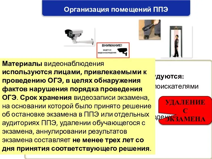 Организация помещений ППЭ По решению субъекта РФ ППЭ оборудуются: стационарными и