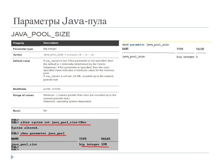 Параметры Java-пула