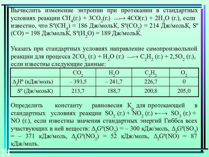 Вычислить изменение энтропии при протекании в стандартных условиях реакции СН4(г.) +