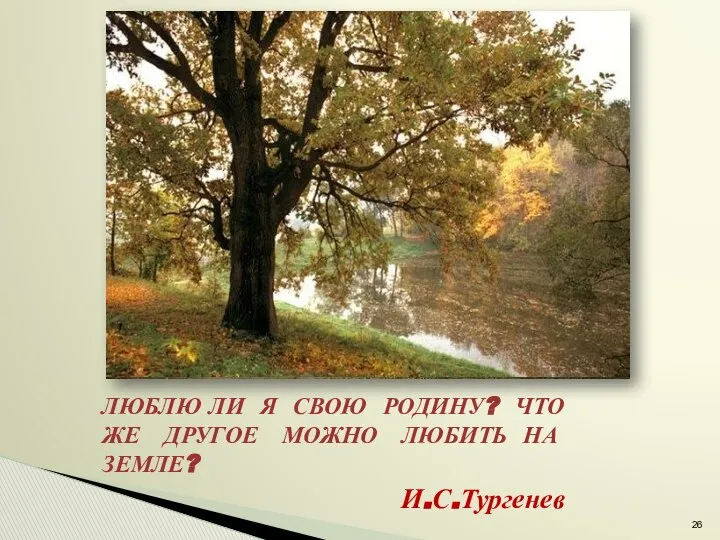 ЛЮБЛЮ ЛИ Я СВОЮ РОДИНУ? ЧТО ЖЕ ДРУГОЕ МОЖНО ЛЮБИТЬ НА ЗЕМЛЕ? И.С.Тургенев